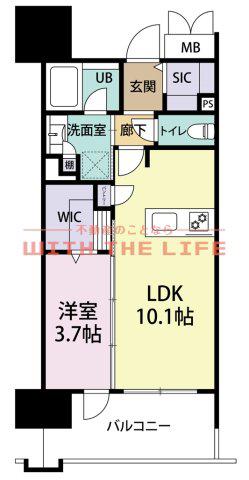 ラコント西鉄久留米(1LDK/9階)の間取り写真