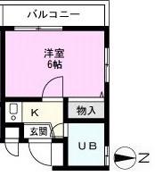 ジュネパレス北越谷第8(1K/2階)の間取り写真