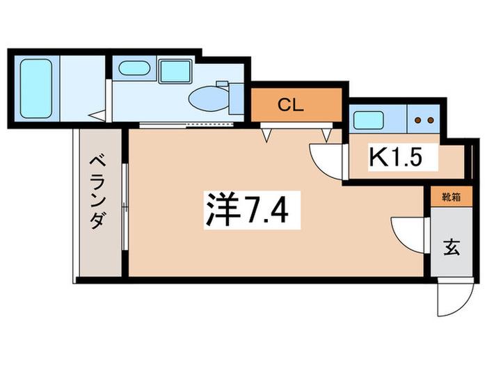 ベイルーム海老名(1K/1階)の間取り写真