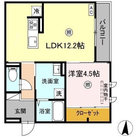 グランヒルHS石垣(1LDK/3階)の間取り写真
