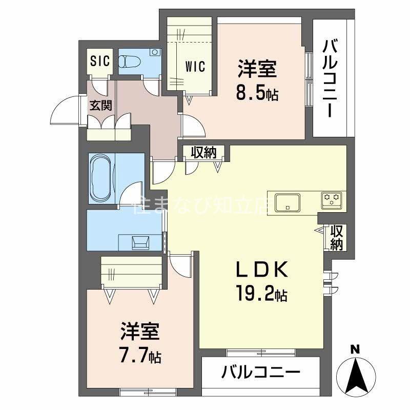 プレミアス御幸(2LDK/2階)の間取り写真