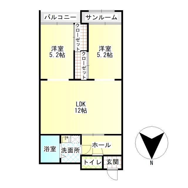 ライフフィールド(2LDK/4階)の間取り写真
