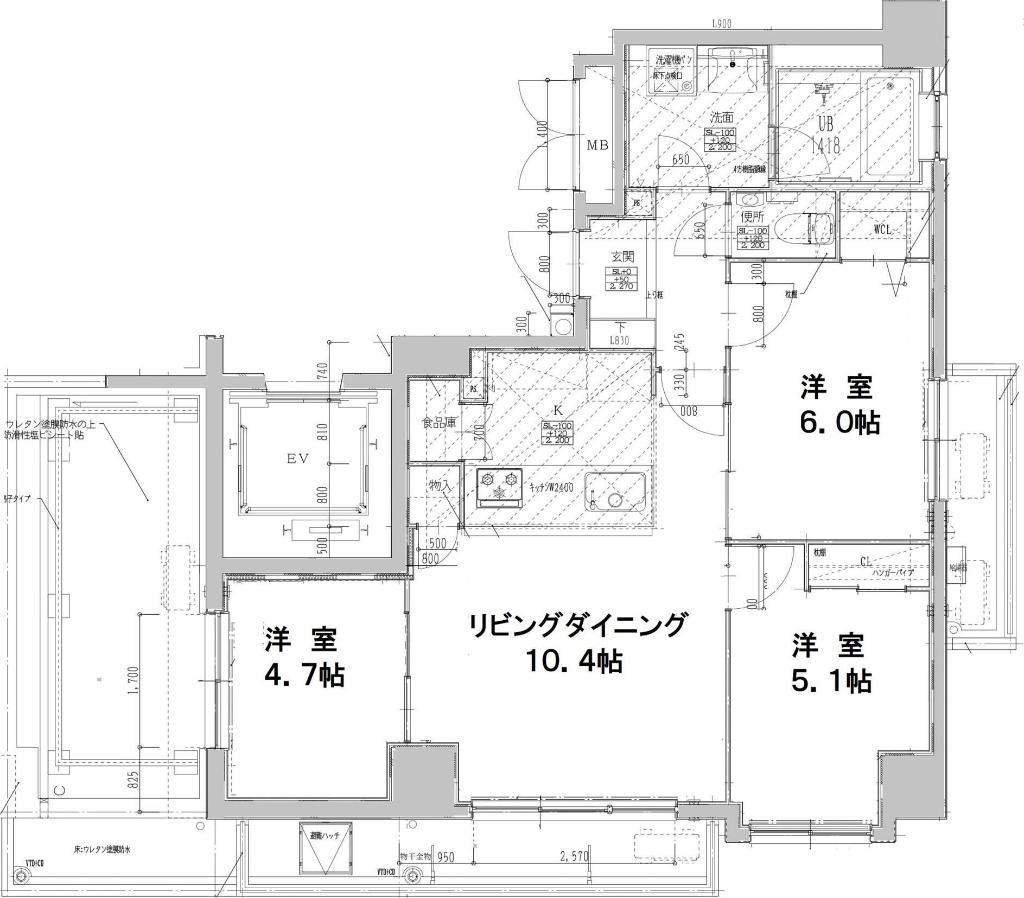 プライマル福岡平尾(3LDK/5階)の間取り写真