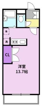 ワンバイワン(ワンルーム/1階)の間取り写真