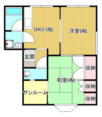 ハイムパレス5(2DK/2階)の間取り写真