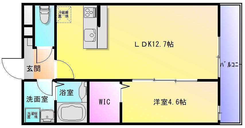 ドミソレイユII(1LDK/1階)の間取り写真