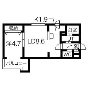グラマシー(1LDK/3階)の間取り写真
