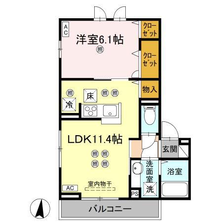 ステラヴィータ A棟(1LDK/1階)の間取り写真