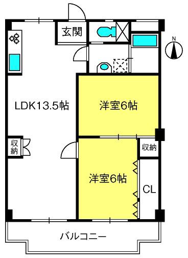 与野中里(2LDK/2階)の間取り写真