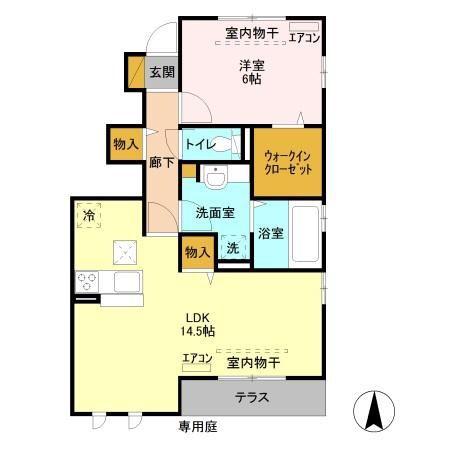 サンリバー(1LDK/1階)の間取り写真