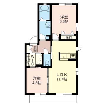 MAISON HIMAWARI II(2LDK/2階)の間取り写真