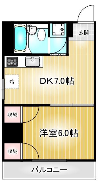 パークサイドメゾン伏見(1DK/8階)の間取り写真
