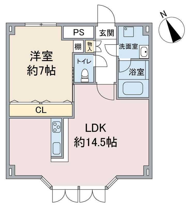 JR中央線 武蔵小金井駅 徒歩4分 4階建 築19年(1LDK/2階)の間取り写真