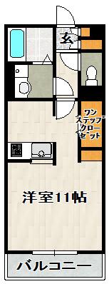 ル・トレゾア(ワンルーム/1階)の間取り写真