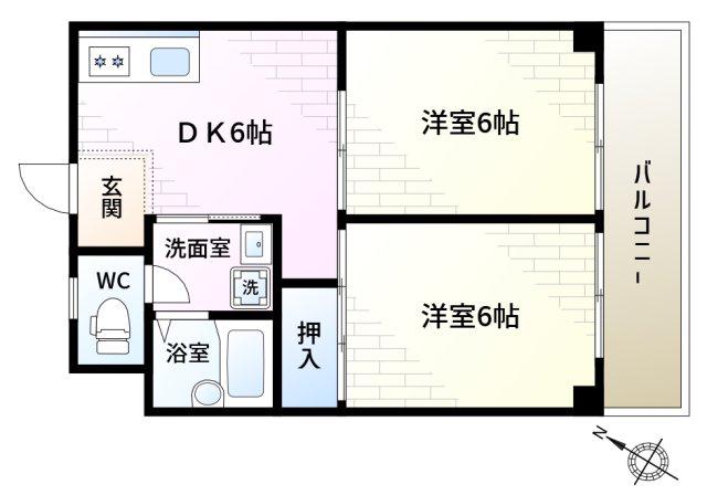 グランエスポアール(2DK/7階)の間取り写真