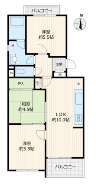 T′S GARDEN小竹向原(3LDK/2階)の間取り写真