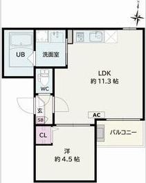 JACK HIGASHINAKAJIMAII(1LDK/2階)の間取り写真