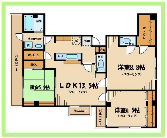 アーティックK東府中(3K/4階)の間取り写真