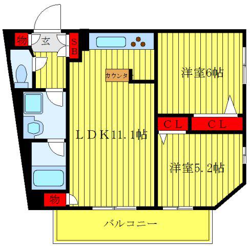 パークアクシス板橋(2LDK/3階)の間取り写真