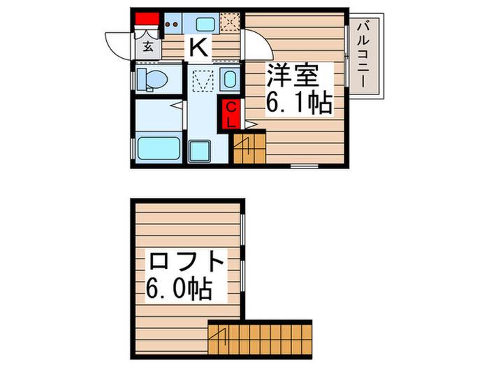 プリムローズ(1K/1階)の間取り写真