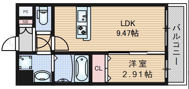 ALIVIS SHIMO-SHINJO SOL TERRACE(1LDK/3階)の間取り写真