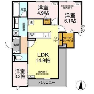 オークグレイス(3LDK/3階)の間取り写真