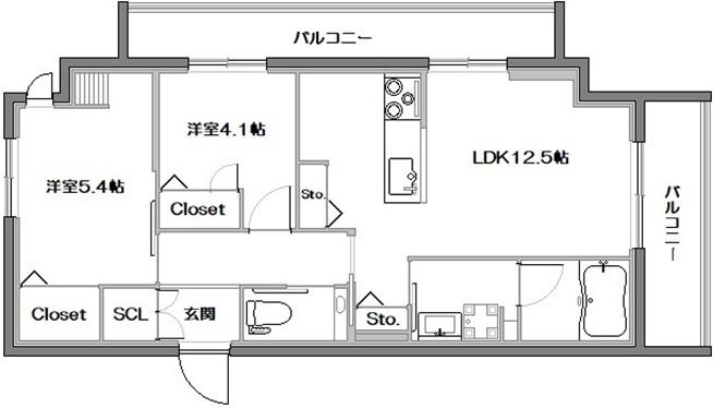 レジェンド(2LDK/3階)の間取り写真