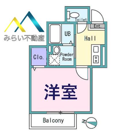 ウエスト YOKOHAMA(1K/2階)の間取り写真