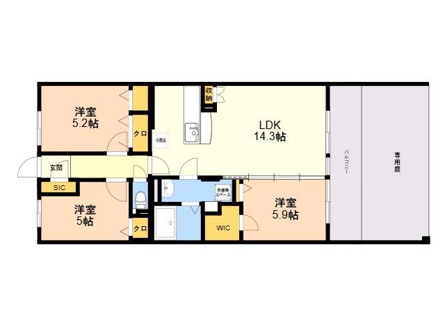 ハッピネス若葉台2(3LDK/1階)の間取り写真