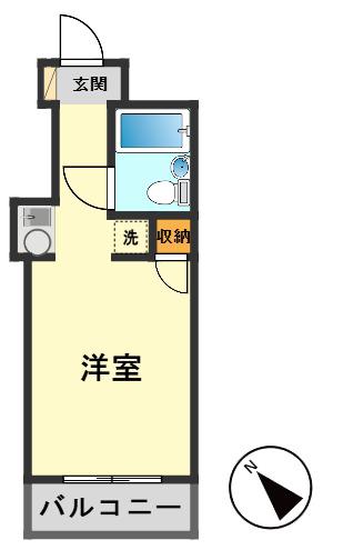 ウィンベルソロ高砂第2(ワンルーム/2階)の間取り写真