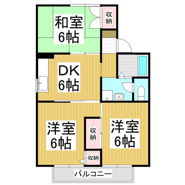 セジュール沢村 A棟(3DK/2階)の間取り写真