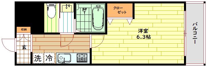 LUXE緑橋(1K/2階)の間取り写真