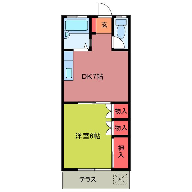 北坂戸ハイツ(1DK/1階)の間取り写真