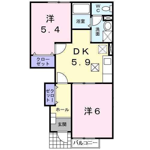 サニ-ハウス(2DK/1階)の間取り写真