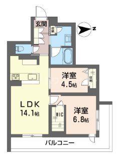 日暮里・舎人ライナー 谷在家駅 徒歩4分 3階建 新築(2LDK/2階)の間取り写真