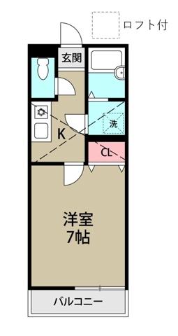 リバーベルのぎく野(1K/2階)の間取り写真
