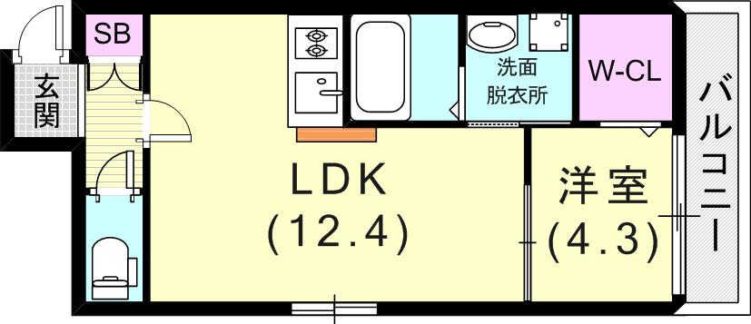 フォルモント須磨(1LDK/3階)の間取り写真