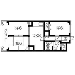 ハイム高宮(3DK/7階)の間取り写真