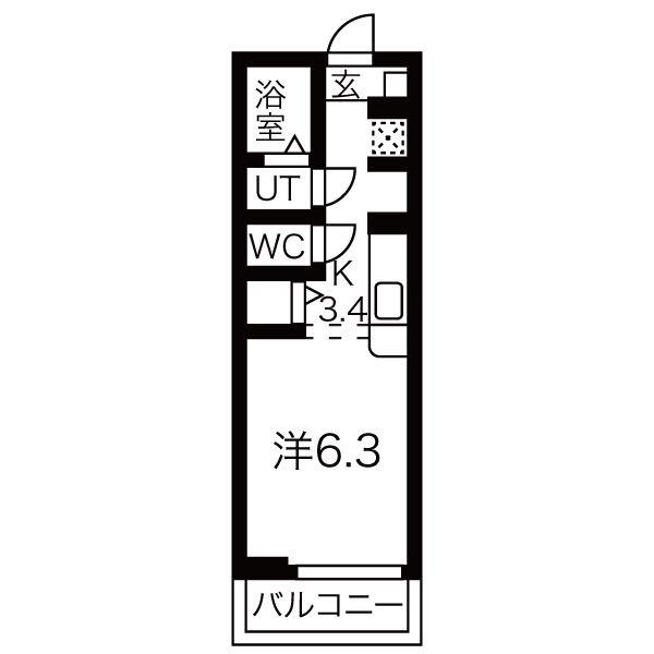 アヴニール(1K/1階)の間取り写真
