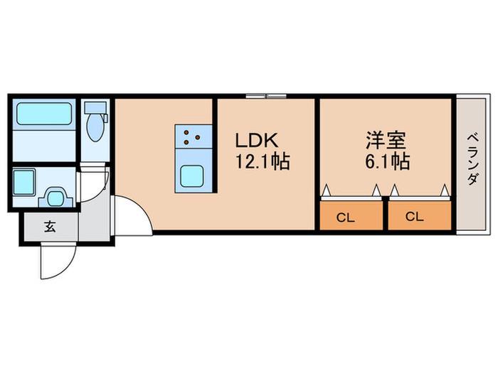 エムライズ材木町(1LDK/3階)の間取り写真