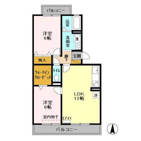 ルノワール瑞穂III番館(2LDK/3階)の間取り写真