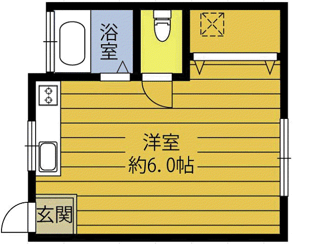 COUNTRY RIVER今津留II(ワンルーム/2階)の間取り写真