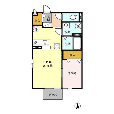 シャンス大和(1LDK/1階)の間取り写真