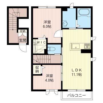 ESPOIR I(2LDK/2階)の間取り写真