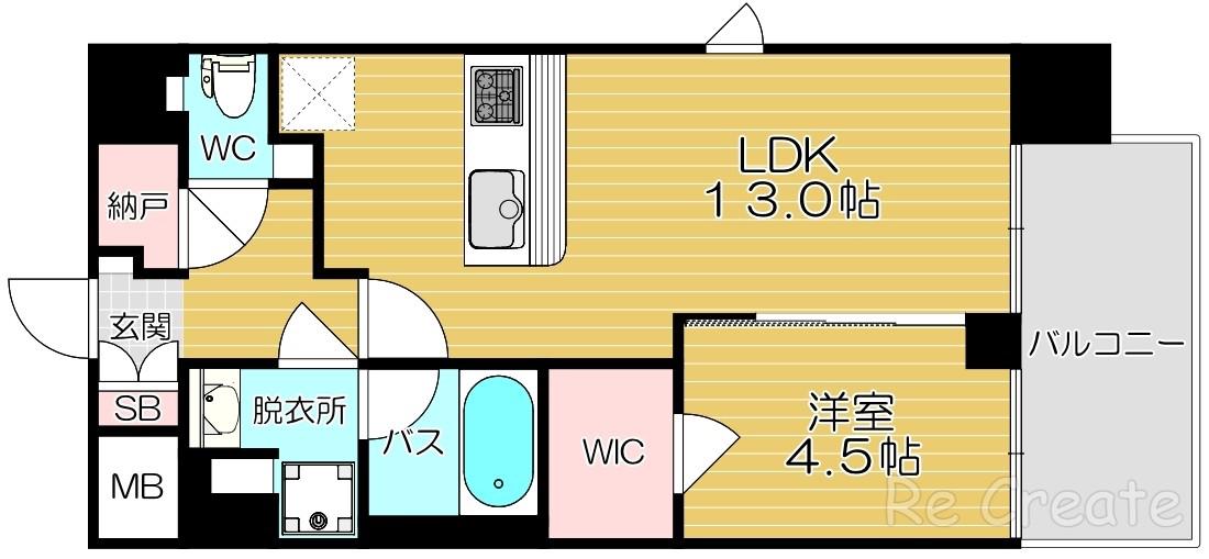 SPLENDIDE NAMBAIII(1LDK/11階)の間取り写真