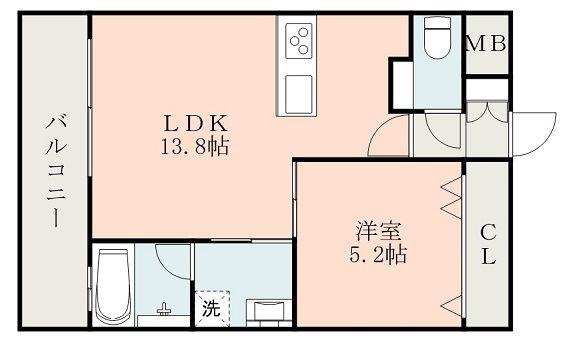 サムティ迎町(1LDK/6階)の間取り写真