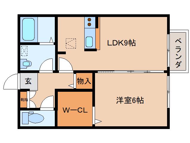 うたがき(1LDK/1階)の間取り写真