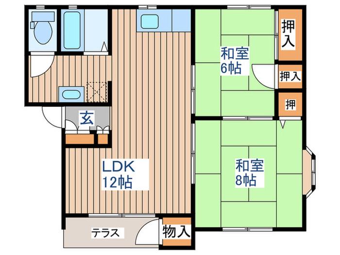 ハイツリビエラ(2LDK/1階)の間取り写真