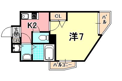 メゾン・ドヴィレ須磨(1K/3階)の間取り写真
