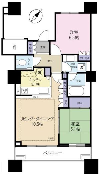 I-LINKタウンいちかわTHE TOWERS ウエスト(2LDK/40階)の間取り写真